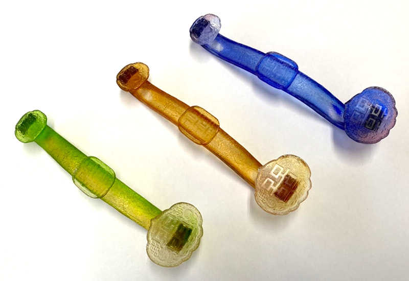 祥瀧 琉璃喜字如意(橘) 文鎮 擺飾